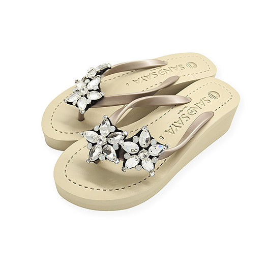 2 Stars - Rhinestone Mid Wedge Flip Flops