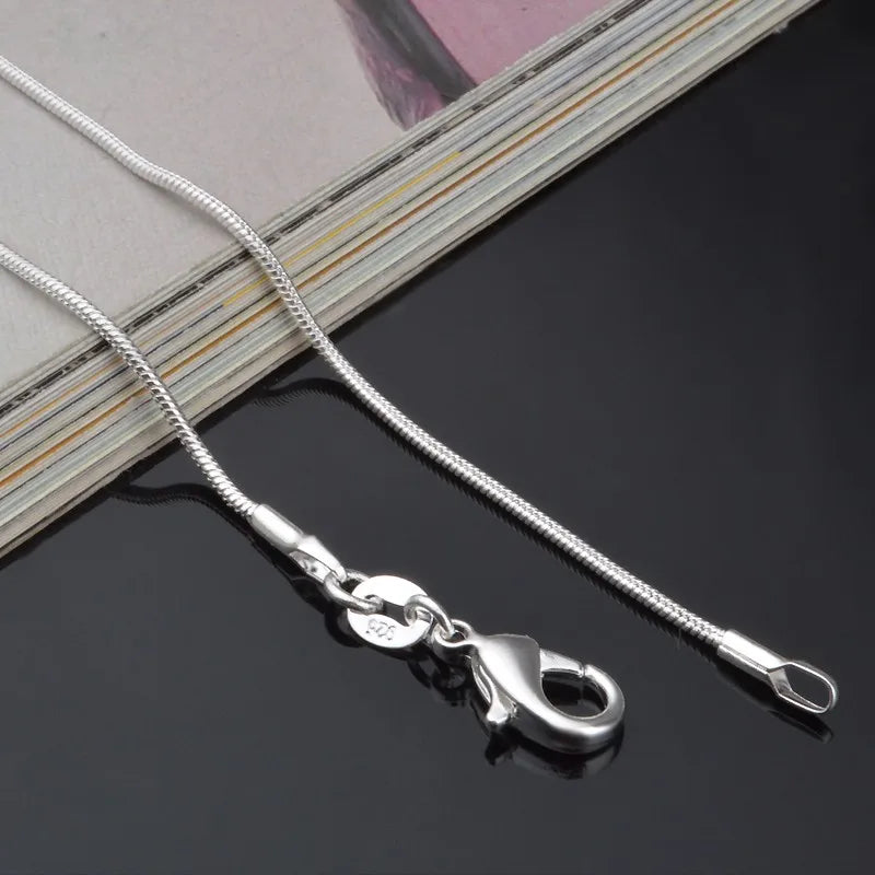 925 Sterling Silver 1mm Snake Chain Necklace for Men Silver Fashion Jewelry Women Necklace 16 18 20 22 24INCH