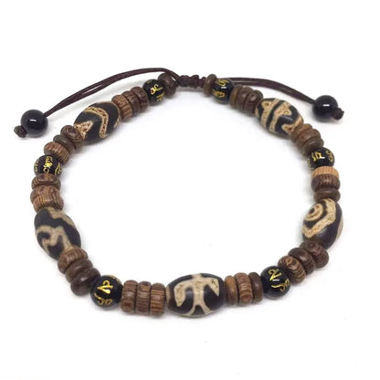 Tibet Dzi Beads Bracelet Natural Stone 9 Eyes and 3 Eyes Beads Fengshui Beads Bracelet