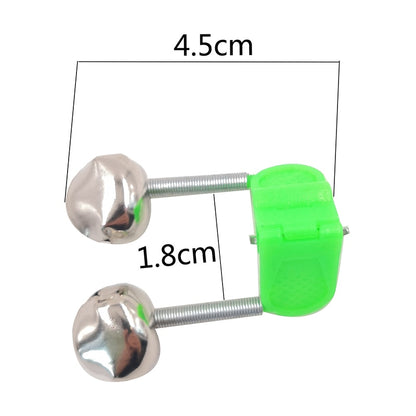 OUTKIT 5pcs/Lot Fishing Bite Alarms Fishing Rod Bell Rod Clamp Tip Clip Bells Ring Green ABS Fishing Accessory Outdoor Metal