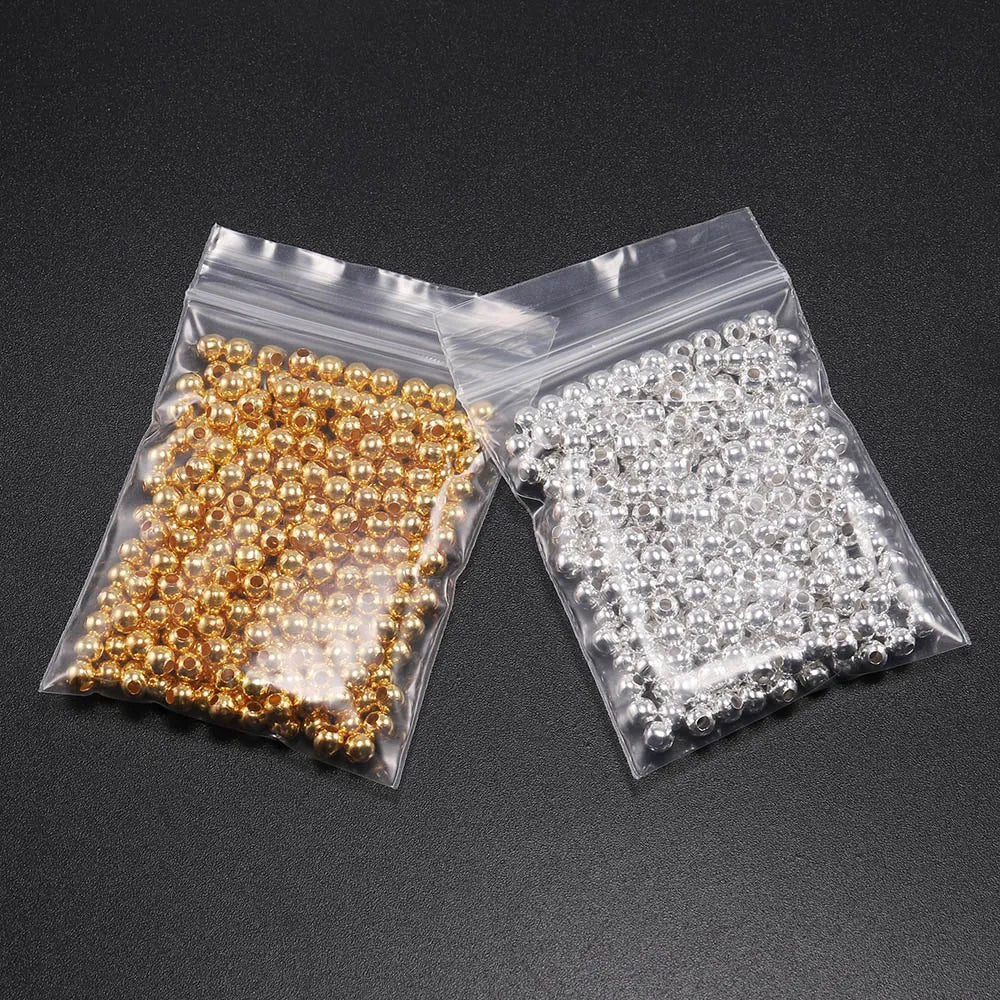 30-500pcs/Lot 2 2.5 3 4mm Gold Color Round Spacer Beads Ball End Seed Metal Bead for Jewelry Making Findings Accessories Supplie