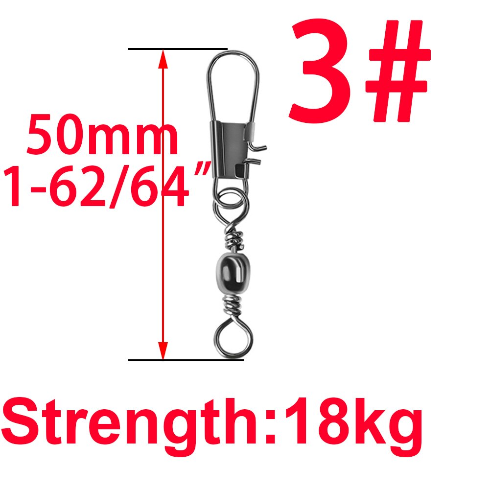 50pcs 14# to 3/0# Swivels Interlock Snap Fishing Lure Tackles Gear Accessories Connector Swivels Pin Bearing Rolling Solid Tool