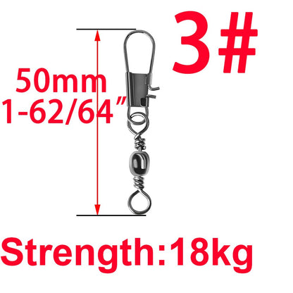 50pcs 14# to 3/0# Swivels Interlock Snap Fishing Lure Tackles Gear Accessories Connector Swivels Pin Bearing Rolling Solid Tool