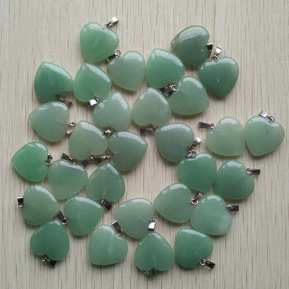 50pcs/Lot 2022 Assorted Heart Natural Stone Charms Pendants for Jewelry Making Good Quality 20mm
