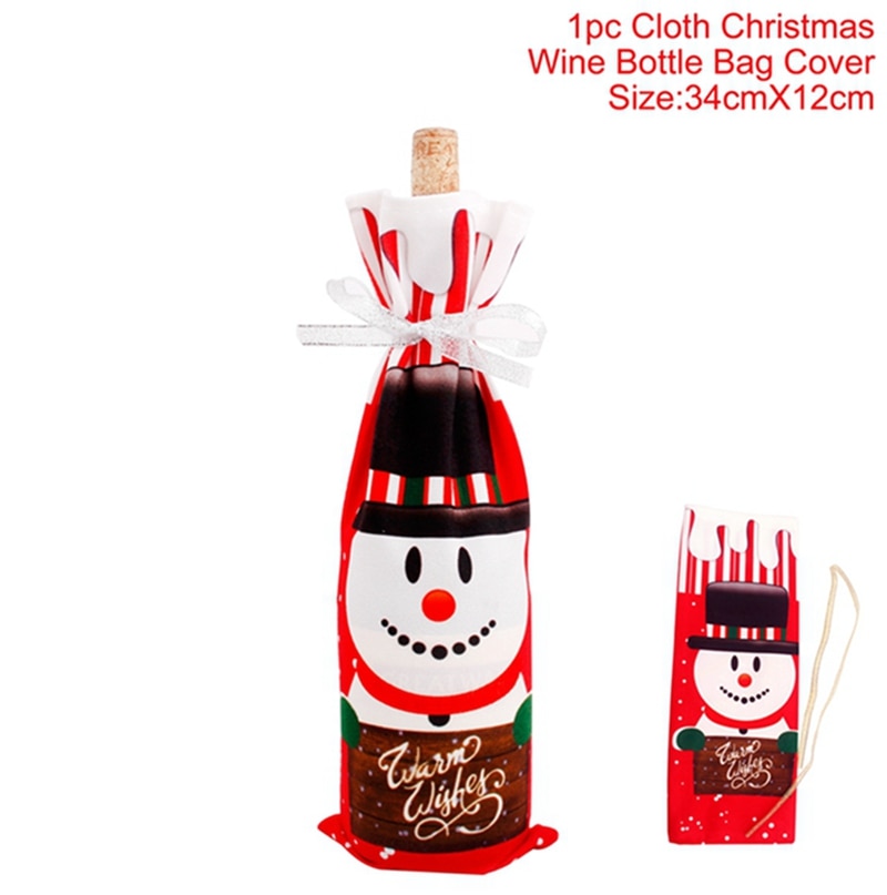 Christmas Wine Bottle Cover Merry Christmas Decor for Home 2023 Navidad Noel Christmas Ornaments Xmas Happy New Year 2024