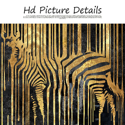 Abstract Gold Line Zebra Canvas Painting Plant Tiger Giraffe Leopard Poster Wall Pictures for Living Room Interior Home Decor