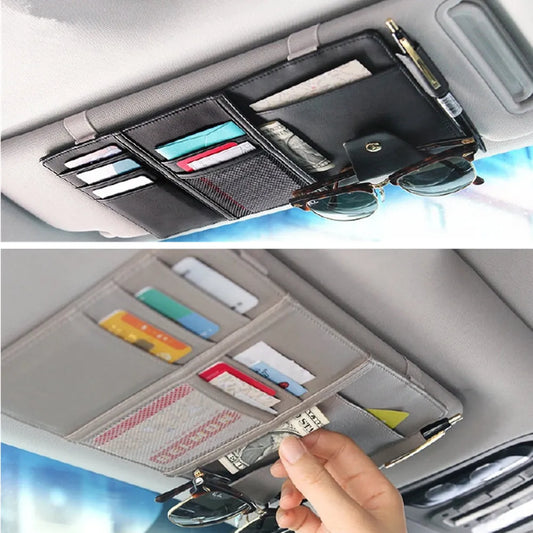 Car Styling Visor Organizer Auto Sun Visor Storage Pouch Car Organizer Sunglasses Holder Card Organizer Ticket Pocket Pen Holder