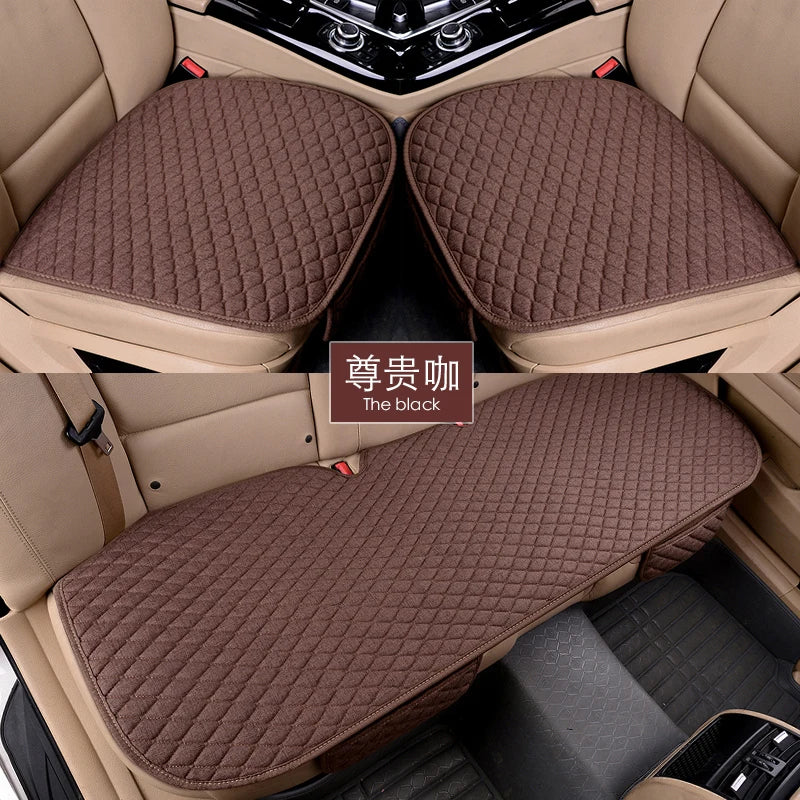 Flax Car Seat Covers Front Rear Full Set Choose Car Seat Cushion Linen Fabric Seat Pad Protector Car Accessories Anti-Slip