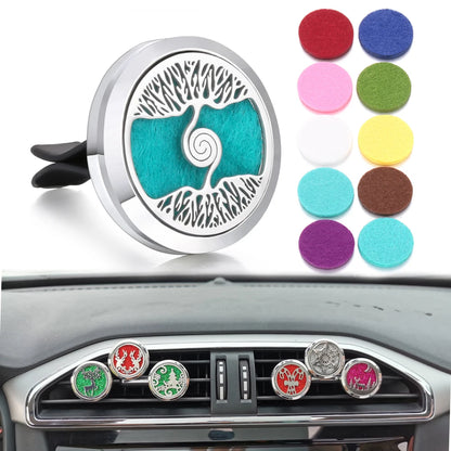 Aromatherapy Jewelry Car Perfume Diffuser Clip 30mm Flower Tree of Life Perfume Essential Oil Diffuser Locket Pendant Necklace