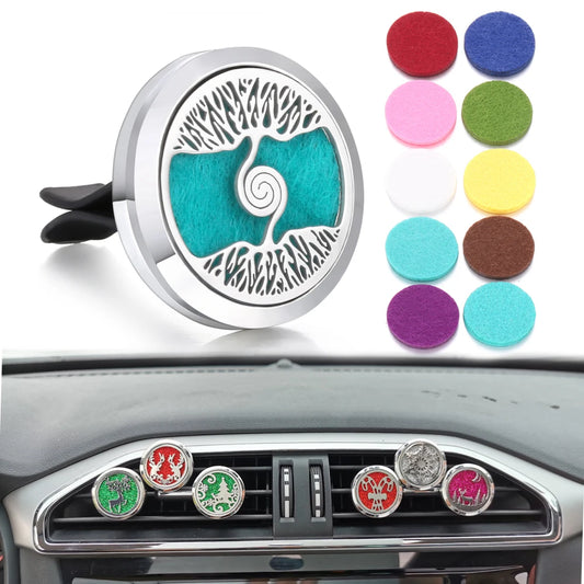 Aromatherapy Jewelry Car Perfume Diffuser Clip 30mm Flower Tree of Life Perfume Essential Oil Diffuser Locket Pendant Necklace