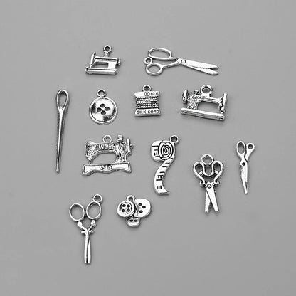 12pcs/Lot Mixed Alloy Charms Antique Silver Color Scissors Pendants Jewelry Findings for DIY Handmade Jewelry Making