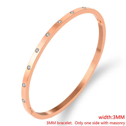 FYSARA Luxury Brand Crystals Love Bangles Cubic Zirconia Bracelets Couple Luxuxy Jewelry Stainless Steel Bangles for Women