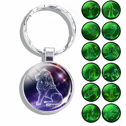 Luminous 12 Zodiac Signs Keychain Constellation Key Chain Leo Libra Virgo Sagittarius Zodiac Jewelry Birthday