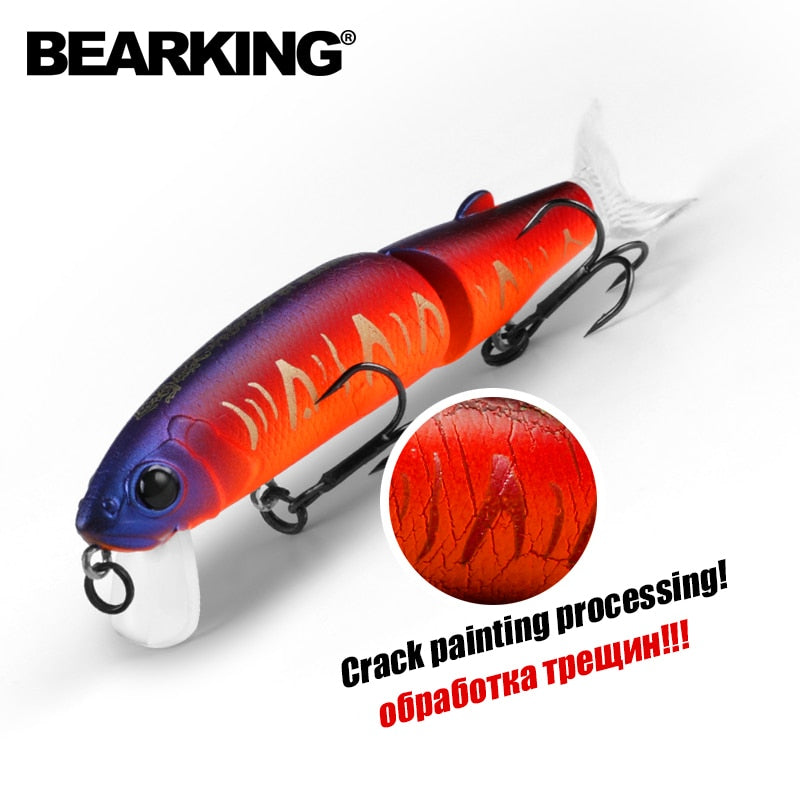 Bearking 11.3cm 13.7g  Hot Fishing Lure Minnow Quality Professional Bait Swim Bait Jointed Bait Equipped Black or White Hook