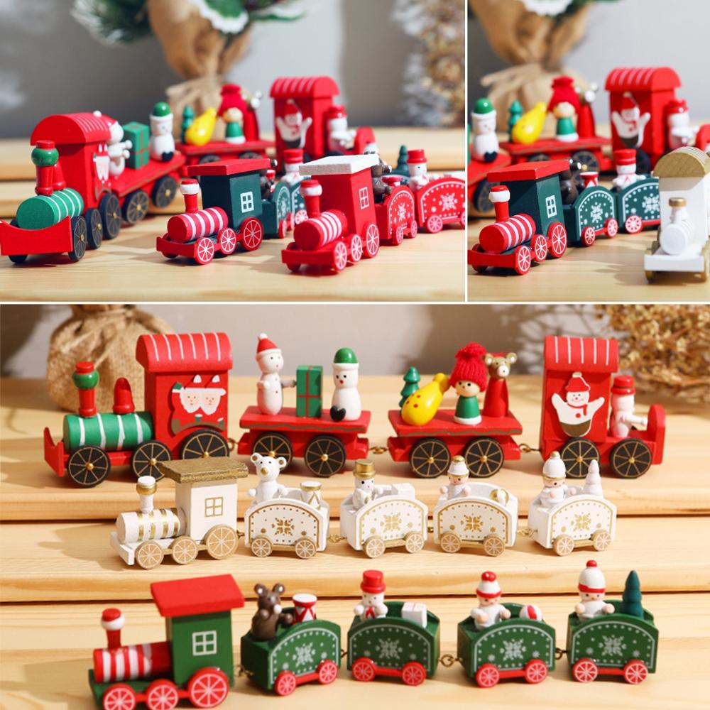 Christmas Wooden Train Merry Christmas Decoration for Home 2023 Christmas Ornaments Navidad Xmas New Year 2024