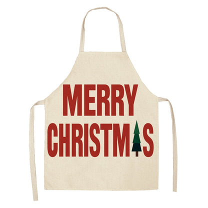 Linen Merry Christmas Apron Christmas Decorations for Home Kitchen Accessories Natal Navidad 2023 New Year Christmas