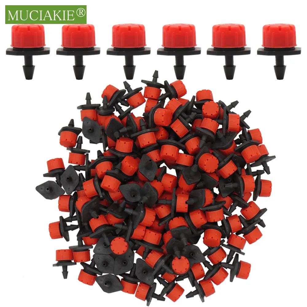 MUCIAKIE 30-1000pcs Adjustable Irrigation Misting Micro Flow Dripper Drip Head 1/4'' Hose Garden Sprinklers Garden Watering Tool