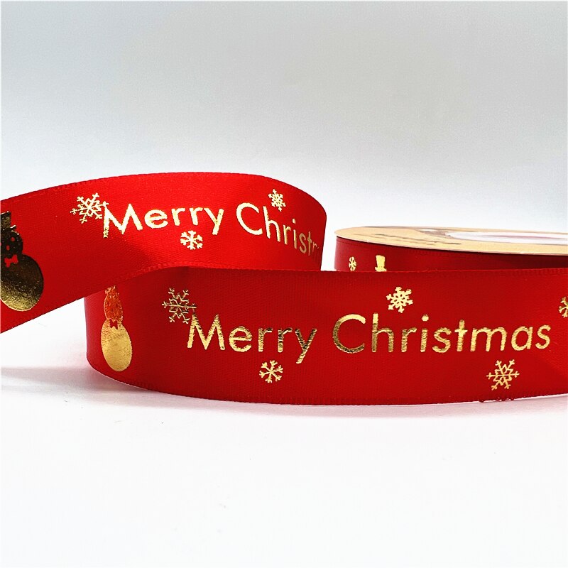 5yards 1inch 25mm Christmas Ribbon Printed Christmas Polyester Ribbon for Handmade Design Christmas Decoration DIY