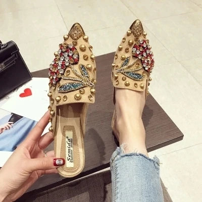 SWYIYV Woman Flats Shoes Rhinestone Cherry 2019 Spring New Female Metal Pointed Toe Casaul Shoes Comfortable Flats Loafers Shoes