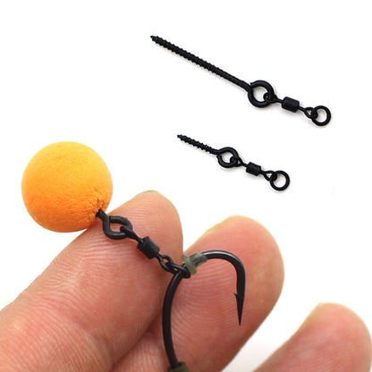 10PCS Boilie Screw With Mirco Ring Swivel for Ronnie Rig D-Rig Chod Rig Terminal Tackle Bait Holder Screw Carp Fishing Accessory