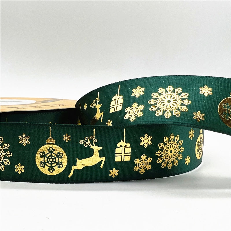 5yards 1inch 25mm Christmas Ribbon Printed Christmas Polyester Ribbon for Handmade Design Christmas Decoration DIY