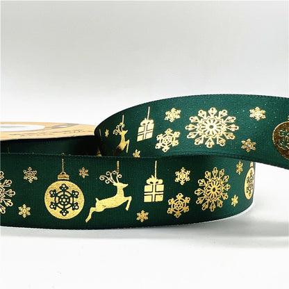 5yards 1inch 25mm Christmas Ribbon Printed Christmas Polyester Ribbon for Handmade Design Christmas Decoration DIY