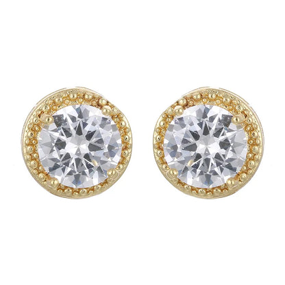 Jewelry Crown Women Classic Shining Zircon Small Stud Earrings Gold Color Ears Stud for Men Crystal Earrings WE132