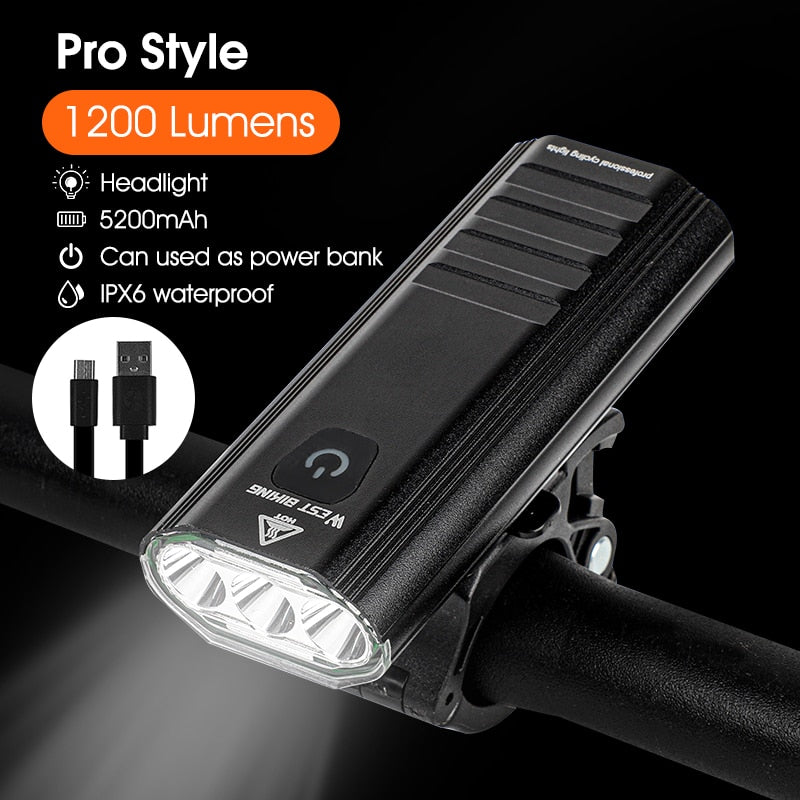 WEST BIKING Bike Front Light Induction Bicycle Bright Light USB Charging Flashlight Cycling Waterproof Torch Bike Headlight
