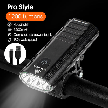 WEST BIKING Bike Front Light Induction Bicycle Bright Light USB Charging Flashlight Cycling Waterproof Torch Bike Headlight