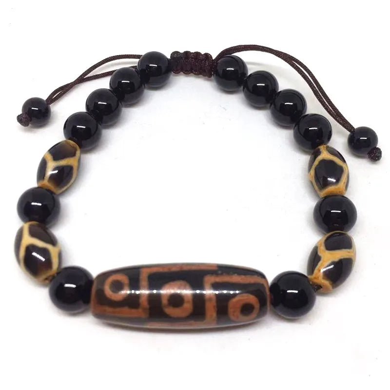 Tibet Dzi Beads Bracelet Natural Stone 9 Eyes and 3 Eyes Beads Fengshui Beads Bracelet