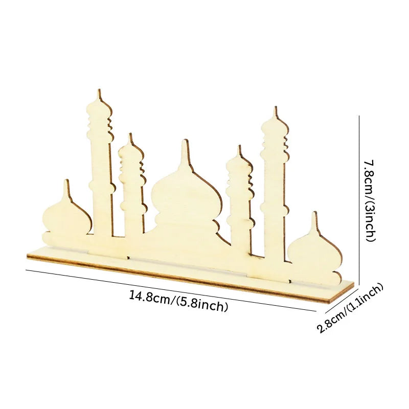 Eid Mubarak Wooden Ornament Ramadan Decorations for Home Islamic Muslim Party Supplies Eid Al Adha Favor Ramadan Kareem