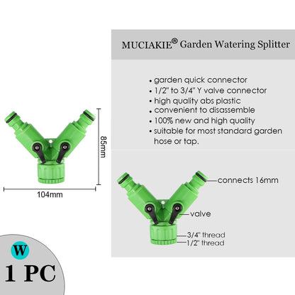 MUCIAKIE Variety Style Garden Tap 1/2" 3/4" Male Female Thread Nipple Joint 1/4" Hose Quick Connector Irrigation Water Splitters