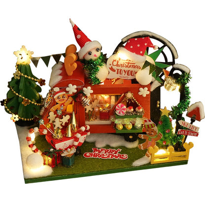 Doll House Furniture Diy Miniature 3D Wooden Miniaturas Dollhouse Toys for Children Birthday Casa Kitten Diary H013