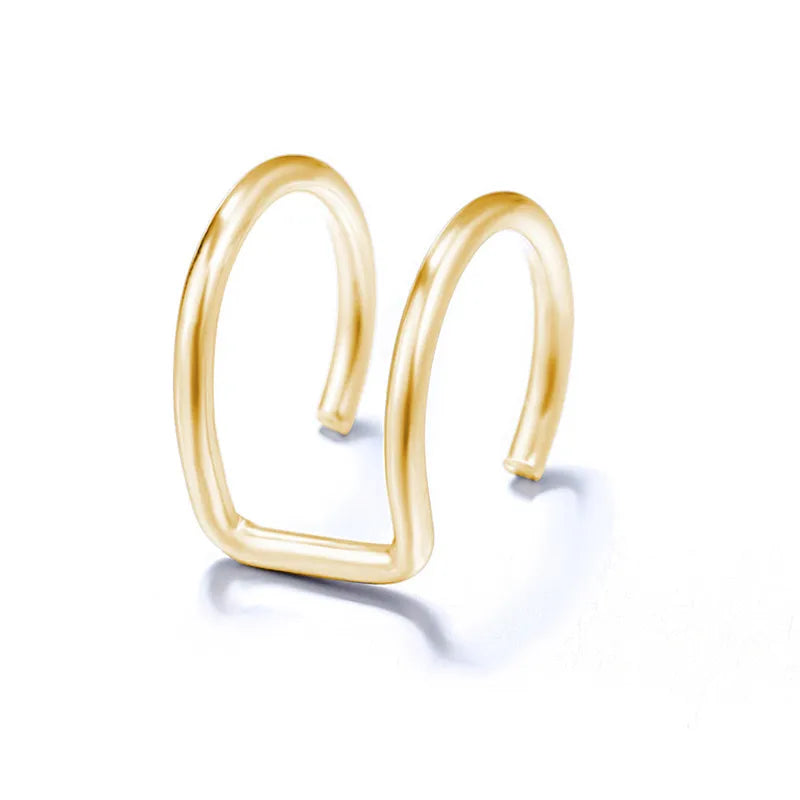 5Pcs/Set Stainless Steel C Shape Cross Clip Ear Cuffs Leaf Ear Clip Earrings for Women No Piercing Fake Cartilage Earring