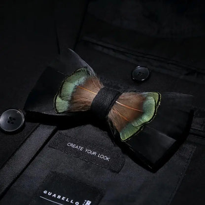 RBOCOTT Feather Bow Ties Men's Luxury Bowtie With Box Fashion Peacock Feather Bow Ties for Men Business Party Wedding