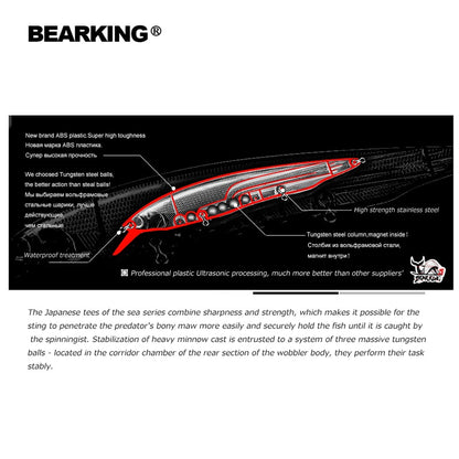 BEARKING 160mm 30g Hot Fishing Lures Assorted Colors Minnow Crank Tungsten Weight System Wobbler Model Crank Artificial Bait