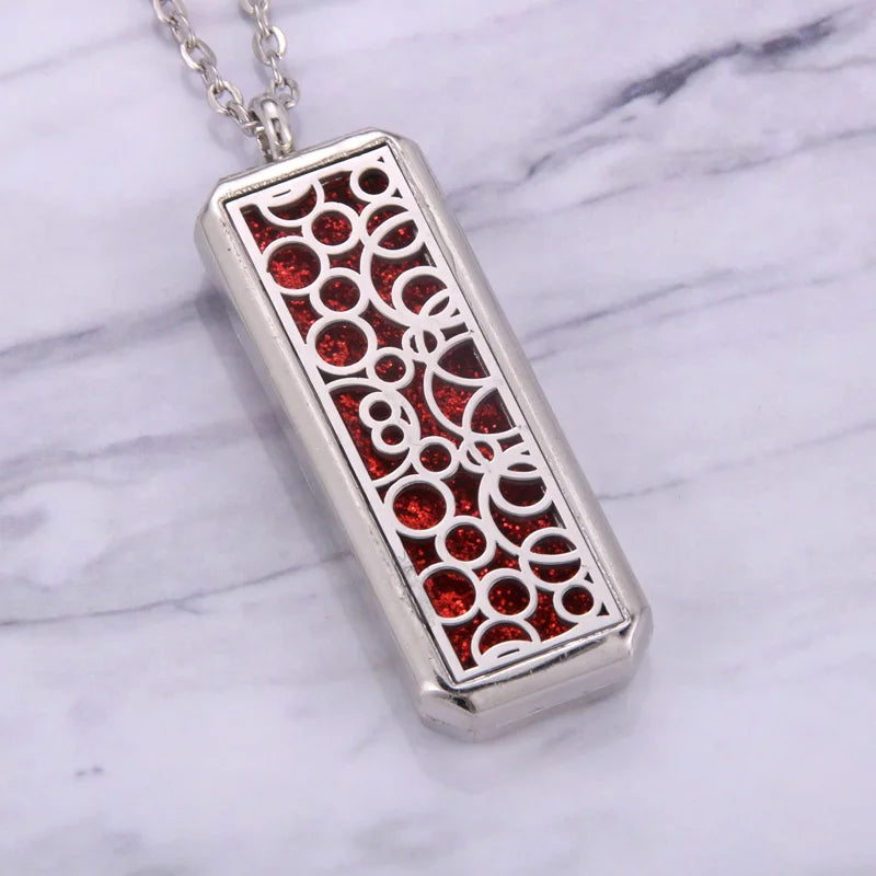 Square Stainless Steel Magnetic Aromatherapy Diffuser Necklace Jewelry Perfume Locket Pendant Essential Oil Locket Necklace