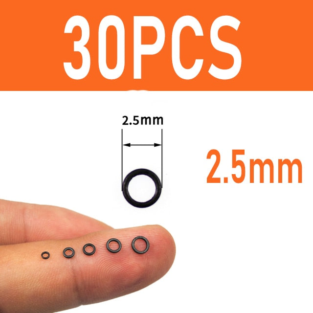 [ 30PCS] Flat Round Matt Black O Ring Carp Fishing Rig Terminal End Tackle Accessory 2mm 2.5mm 3.1mm Tippet Rig Ring