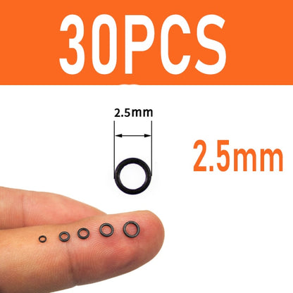 [ 30PCS] Flat Round Matt Black O Ring Carp Fishing Rig Terminal End Tackle Accessory 2mm 2.5mm 3.1mm Tippet Rig Ring
