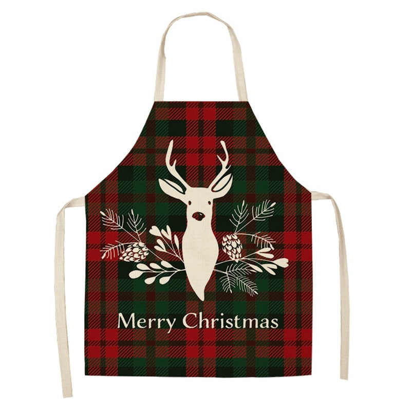 Linen Merry Christmas Apron Christmas Decorations for Home Kitchen Accessories Natal Navidad 2023 New Year Christmas