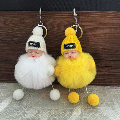 1PCS Cute Cartoon Doll Keychain Fur Ball Plush KeyChain Keyring Women Handbag Car Key Holder Bag Pendant Toys for Kids
