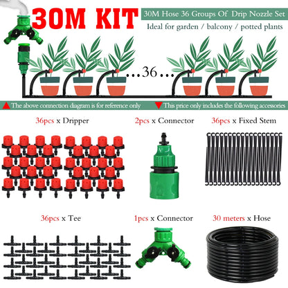 MUCIAKIE 50m-5m DIY Drip Irrigation System Automatic Watering Garden Hose Micro Drip Watering Kits With Adjustable Drippers
