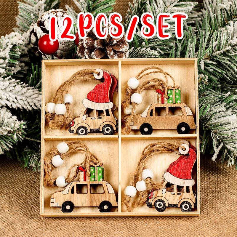 Wooden Christmas Pendant Merry Christmas Decor for Home 2023 Navidad Ornaments C