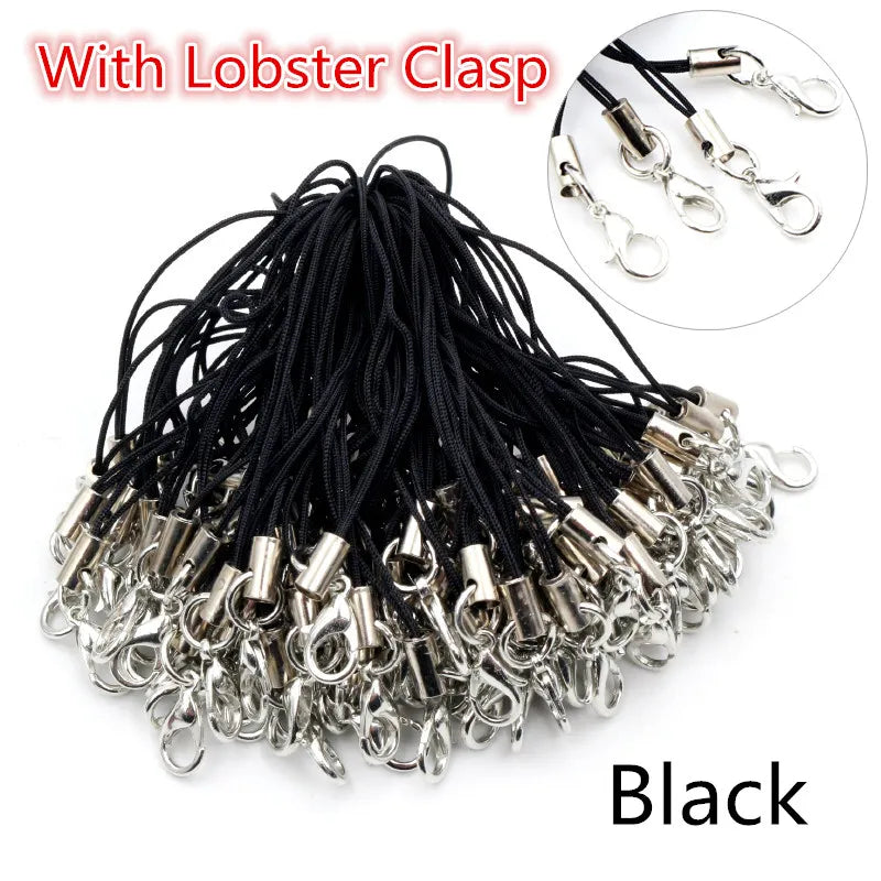 100pcs Lanyard Lariat Strap Cords Lobster Clasp Rope Keychains Hooks Mobile Set Charms Keyring Bag Accessories Key Ring