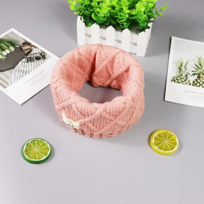 JAMONT Cute Cotton Winter Baby Neck Ring Scarf LICs Children's Girls Boys Knitted Wool O-Scarves for Kids Solid Warm Snood Braga