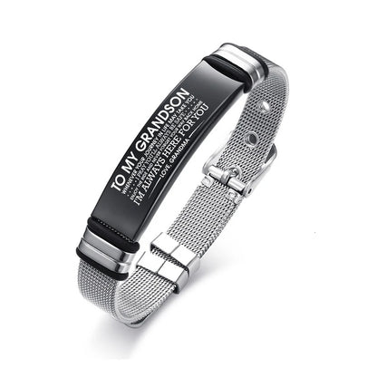 Meaeguet Personalized Bangle Men's Slide Mesh Bracelet Customized Name Wristband Stainless Steel Male Bileklik Pulseira