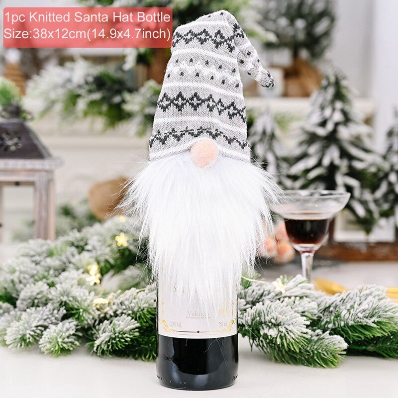 Christmas Wine Bottle Cover Merry Christmas Decor for Home 2023 Navidad Noel Christmas Ornaments Xmas Happy New Year 2024