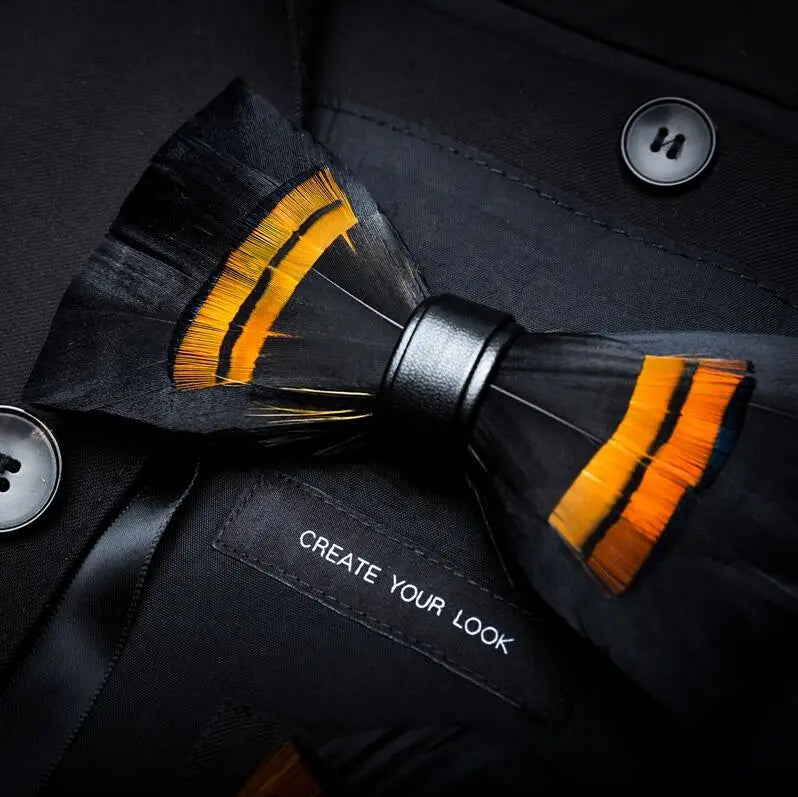 RBOCOTT Feather Bow Ties Men's Luxury Bowtie With Box Fashion Peacock Feather Bow Ties for Men Business Party Wedding