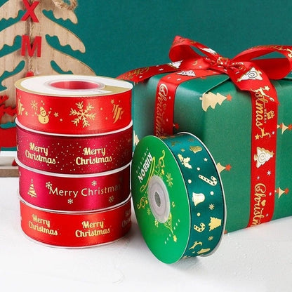 5yards 1inch 25mm Christmas Ribbon Printed Christmas Polyester Ribbon for Handmade Design Christmas Decoration DIY