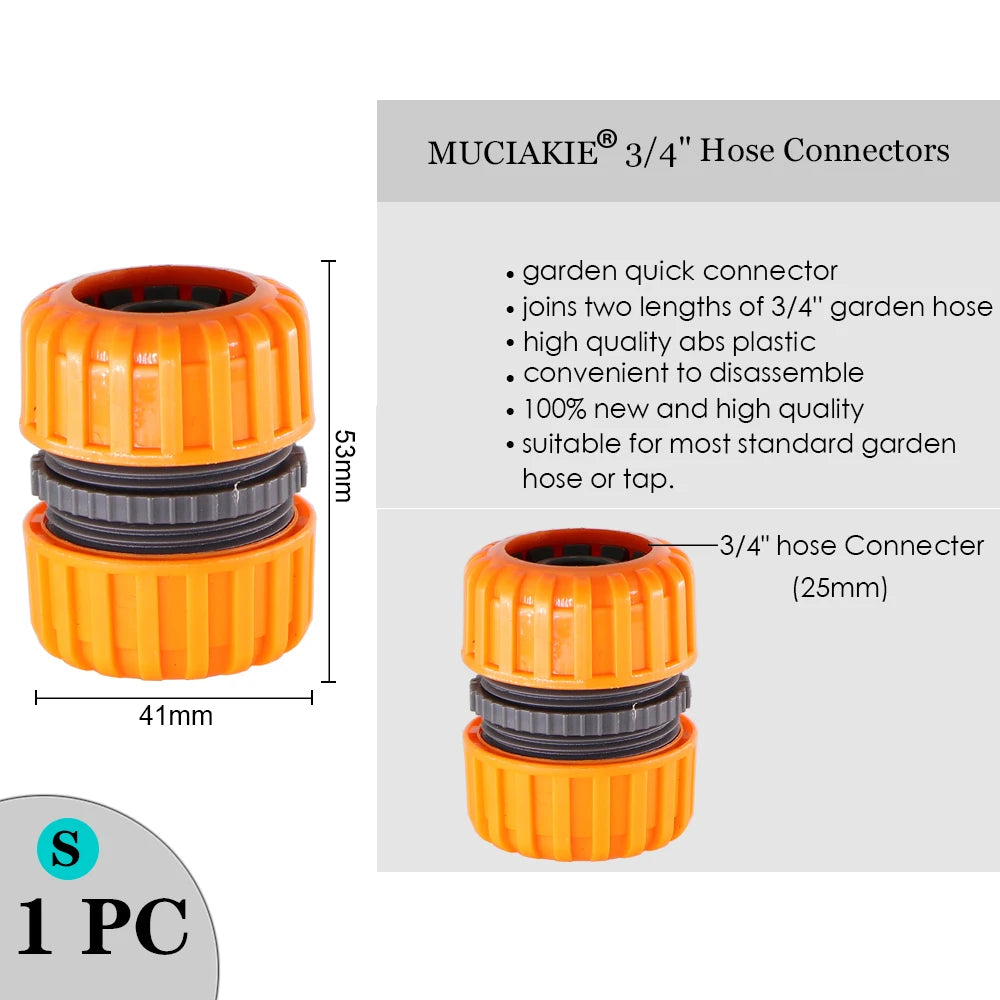 MUCIAKIE Variety Style Garden Tap 1/2" 3/4" Male Female Thread Nipple Joint 1/4" Hose Quick Connector Irrigation Water Splitters